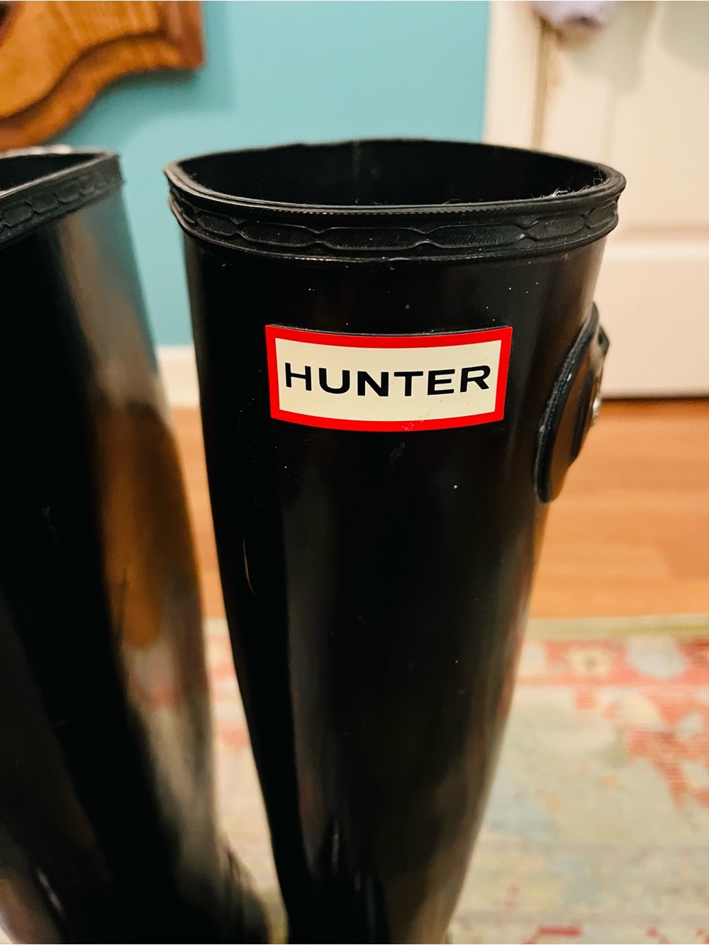 Hunter Tall Gloss Waterproof Rain Boots in Black - Picture 4 of 10